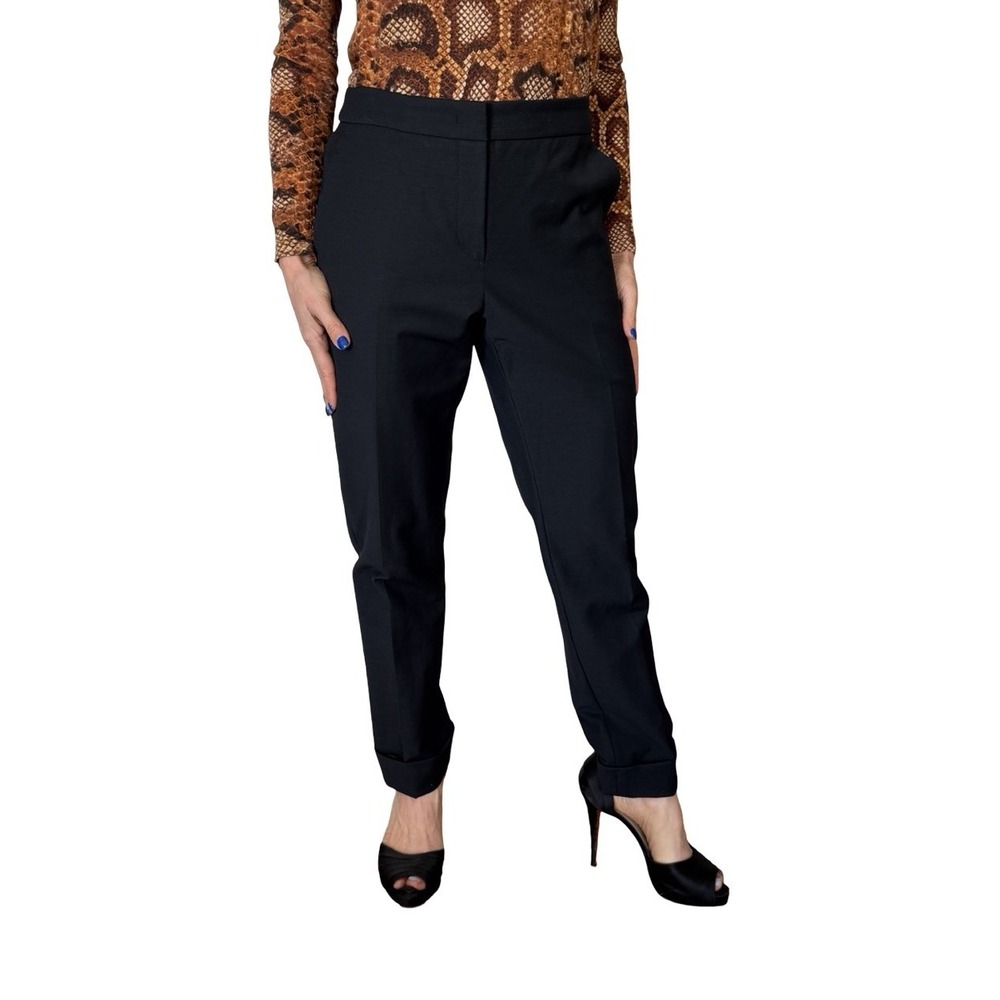 Women Armani Collezioni Black Cuffed Slim Ankle Dress Work Office Pants Cotton 8